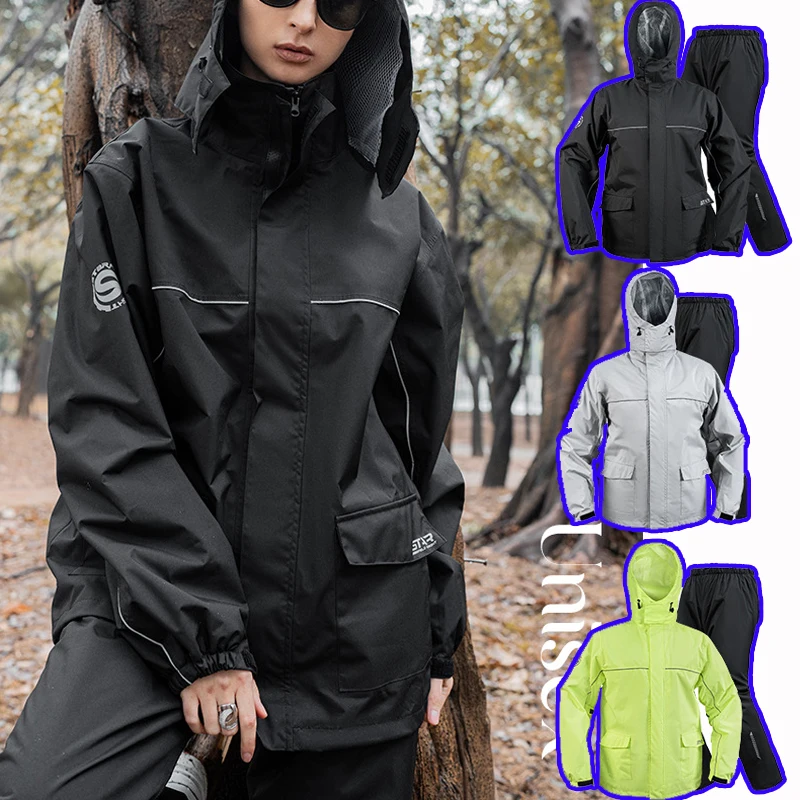 

Motorcycle Rainwear Thick Split Waterproof Clothing Motorcycle Rainsuit Reflective Riding Raincoat Bicycle Rainsuit Дождевик