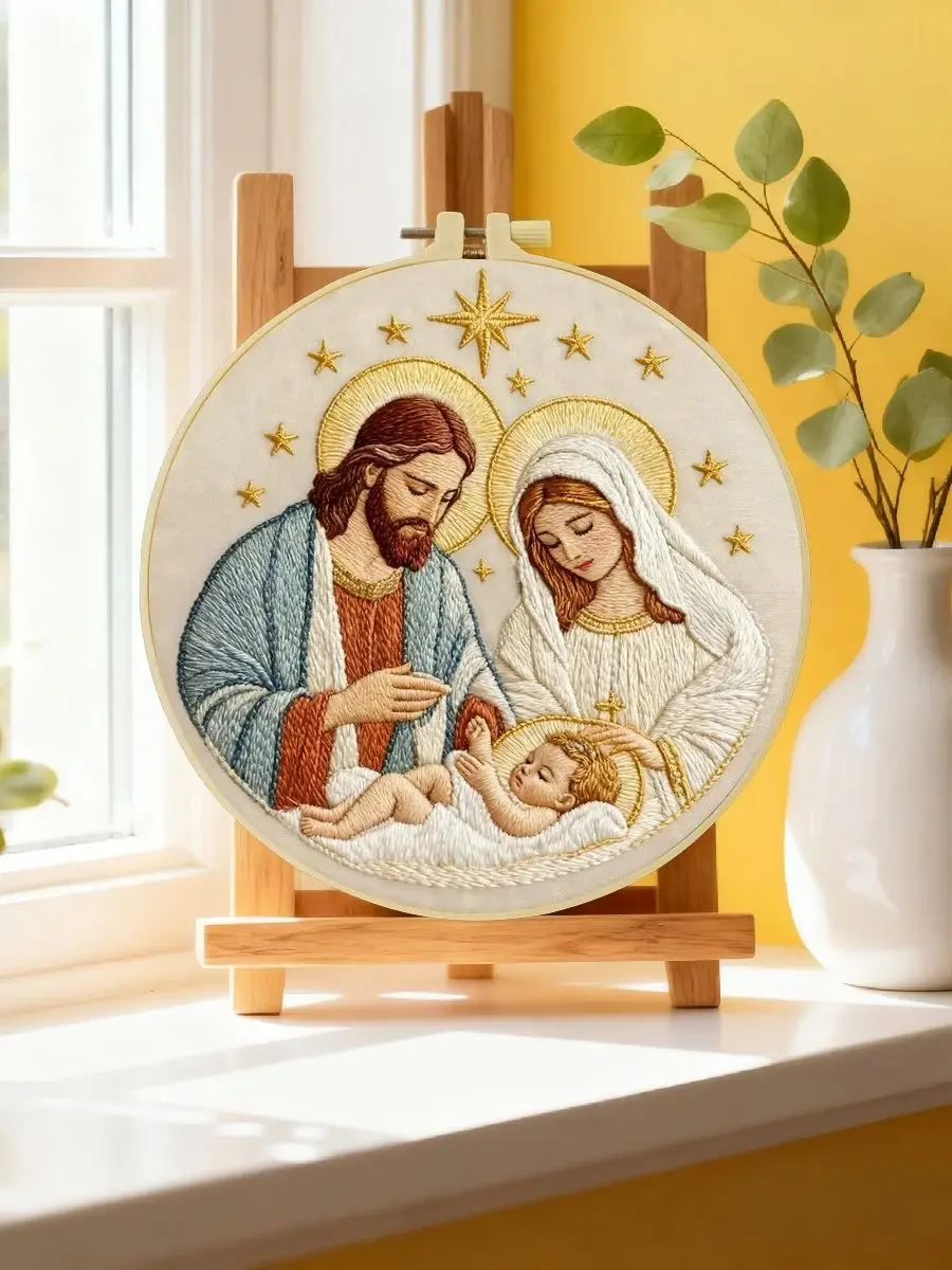 1 Stück 20X20CM/15X15CM 7,87/6,3 Zoll Religiöses Stickerei-Starter-Kit DIY-Kit DIY-Stickerei-Set Handarbeiten Nadelkunst – Detail 6
