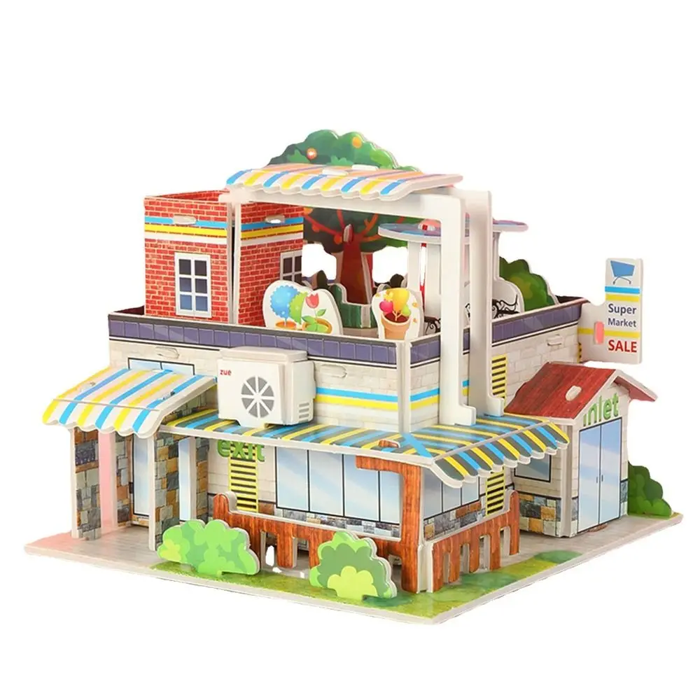 3D Puzzle Building 3D Puzzle Paper Jigsaw Assembly Building Blocks DIY House Model Puzzle DIY Handmade Paper Card Jigsaw