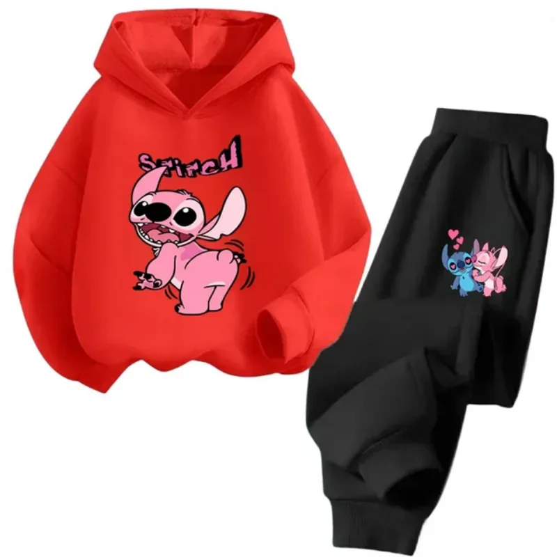 Dziecięce bluzy z kapturem na wiosnę i jesień 2-12 lat Chłopcy i dziewczęta Casual Sports Dwuczęściowy zestaw z nadrukiem 2D Cartoon Anime Top+Pants