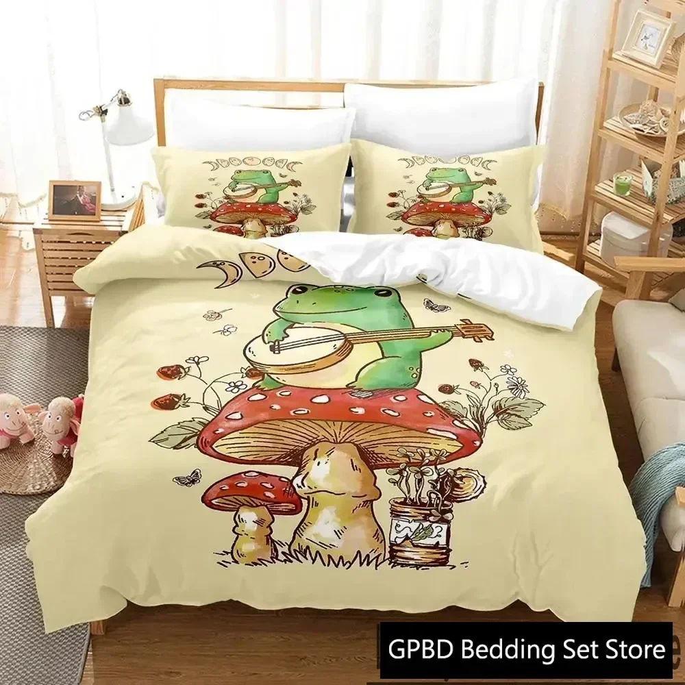 

Cartoon Cottagecore Frog Mushroom Supplies Set Duvet Cover Set Bedding Sets Adults Bed Pillowcases No Filling Birthday Gifts