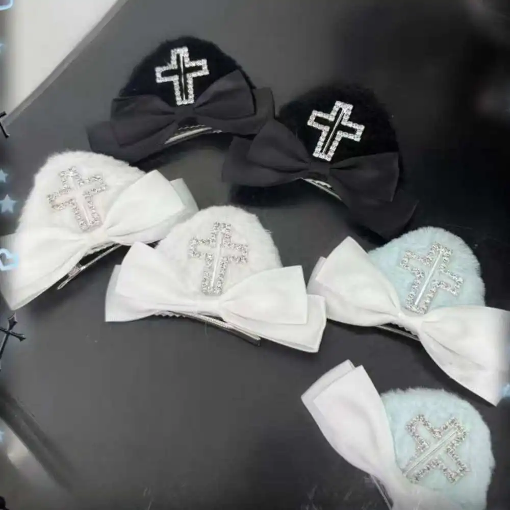 Subcultuur Originele Handgemaakte Landmine Bow Cross Edge Clamp Lolita Wafer Kleur Halloween Haaraccessoires Haarspeld Haarclip