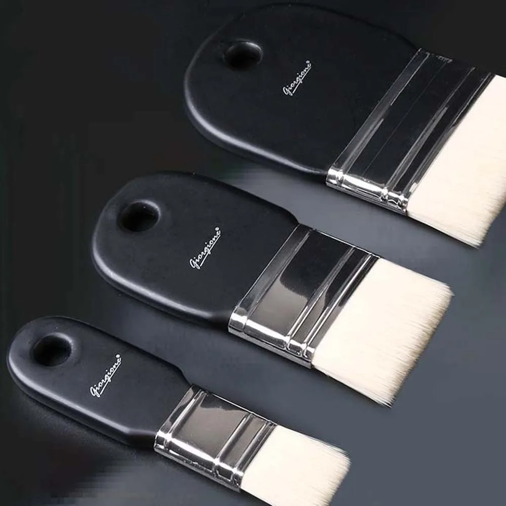 

3pcs/set Soft Hair Drawing Board Brush Plastic Lightweight Nylon Paint Brush Black Elastic Wall Painting Art Supplies Stationery