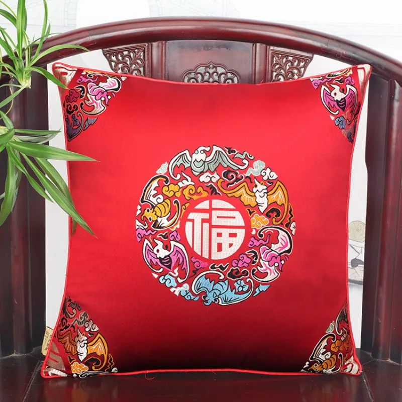 New Chinese Jacquard Armchair Back Cushion Cover Classical Lumbar Throw Pillow Cover Waist Support Slipcover For Home Decor