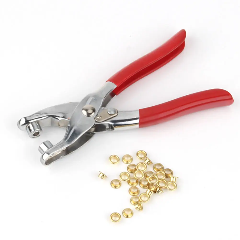 Punch Plier Eyelet Grommet Setter Metal Body Handle 100 Eyelets 4Mm 5Mm Belt Hole Punch Tool for Craft Repair