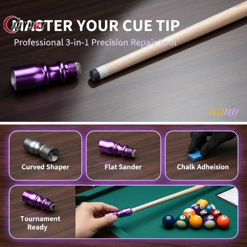Durable 3 in 1 Cue Tip Shaper Multifunctional Colorful Tip Trim Tool Professional Shaper Aerator Tapper Billiard Snooker Pool