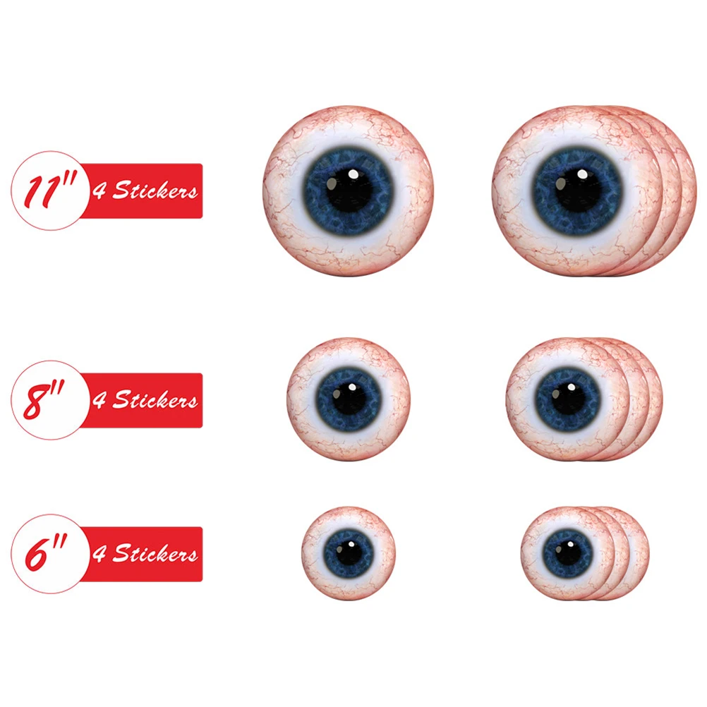 

12pcs Anti-Slip Wall Stickers Waterproof Eyeball Design Wall Decals Decor For Bedroom Living Room s Room Halloween Blue