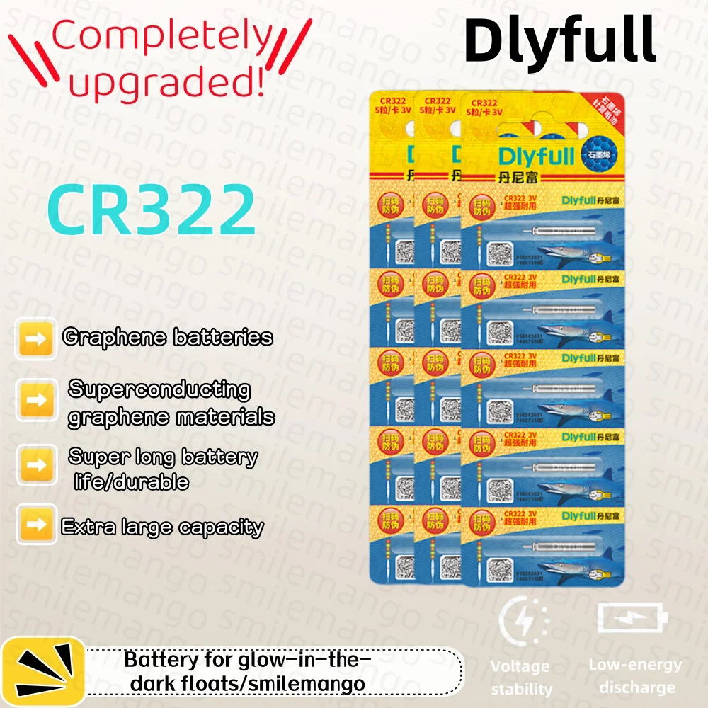 5-50PCS CR322 Luminous Battery Fishing Float Night Fishing Accessories Tackles Electronic Floats Batteries CR322