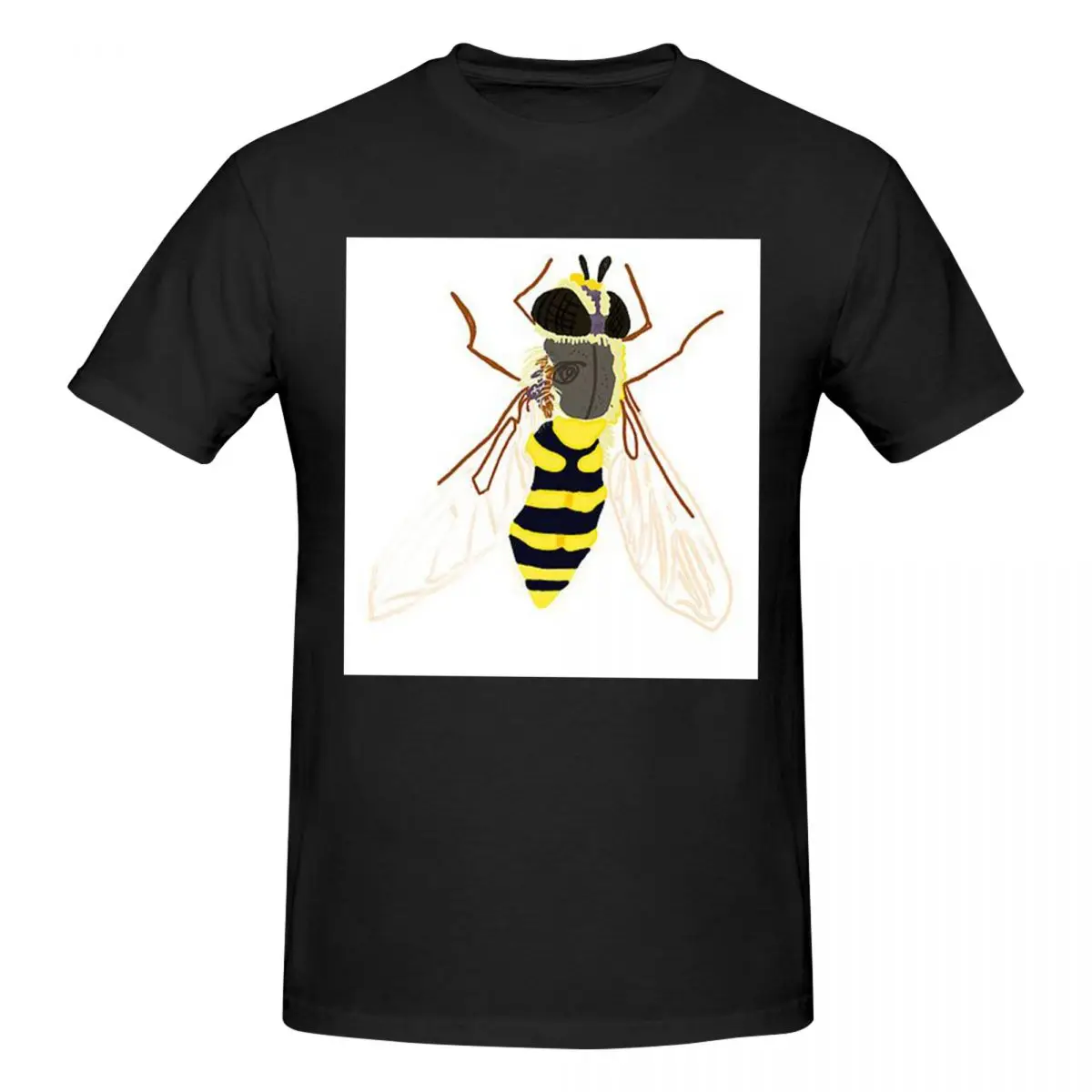 Common Banded Hover Fly T-Shirt for Men Cotton Oversized T Shirts Men's Short Sleeve Round Neck Summer Clothes Tops S-6XL