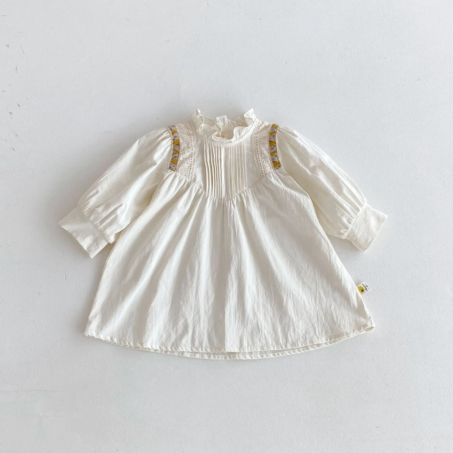 2024 Autumn New Girls Long Sleeve Lace Dress Cotton Baby Girl Embroidery Sweet Princess Dress Children Casual Dress Kids Clothes