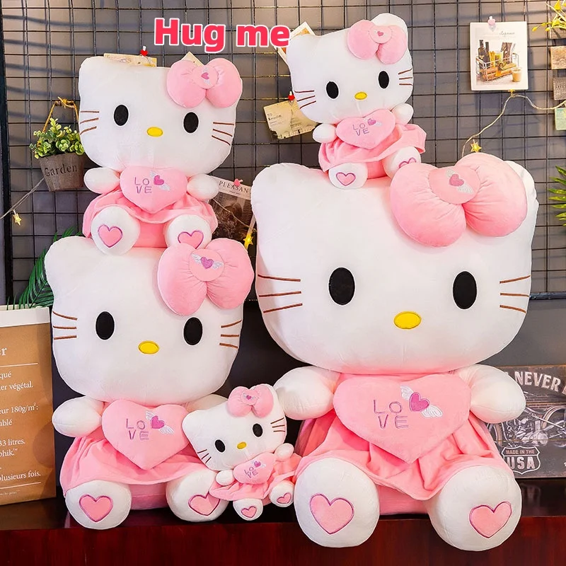 30cmNew Fashion Sanrio Cartoon Anime Transparent Dress Hello Kitty Plush Doll Toy Sleeper Kawaii Halloween Christmas Gift