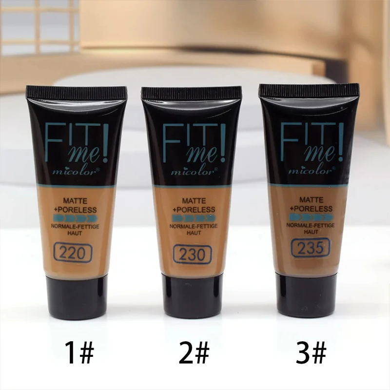 30G 2 In 1 Matte Zwarte Huid Poreless Poeder Vloeibare Foundation Gezicht Waterdichte Olie-Controle Concealer Basiscrème Cover Make-Up Set