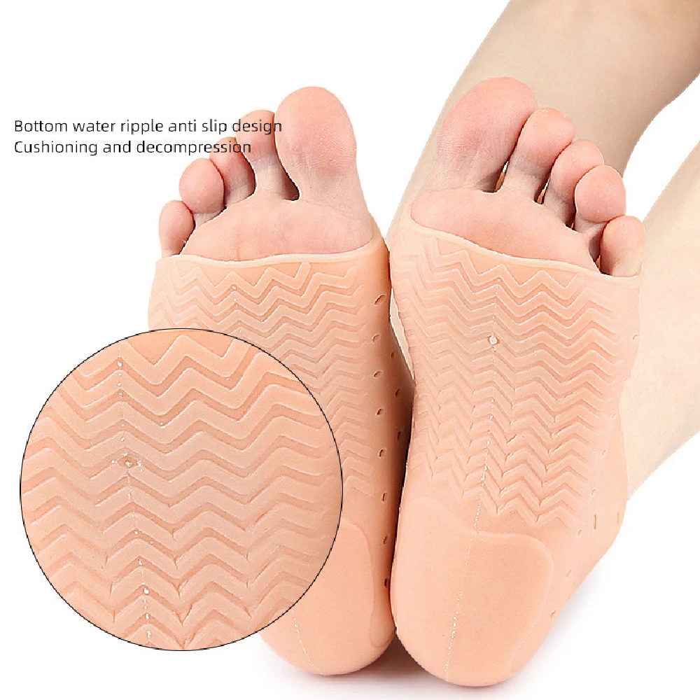1Pair Deep Moisturizing Silicone Gel Foot Socks, Breathable Open-Toe Lightweight Fit with Non-Slip Sole for Dry Feet Rescue view 3