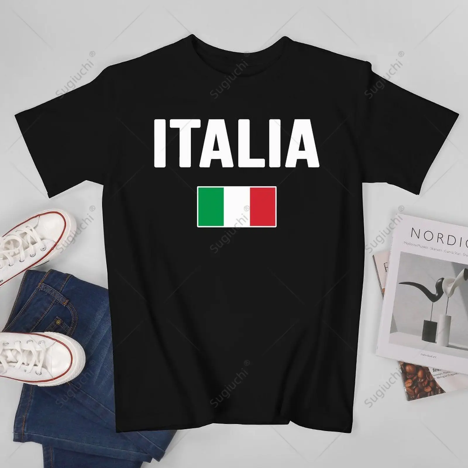 Men Italy Italian Flag Italia Souvenir Tshirt Tees T Shirts Women Boys 100% Cotton T-Shirt