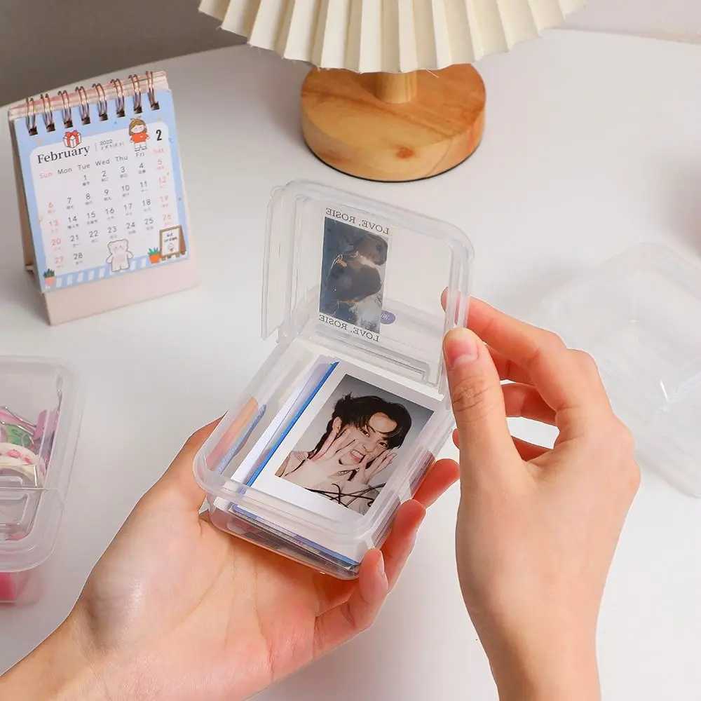 Desktop Storage Box Photocards Storage Box Classification Box Plastic Storage Box Desktop Organizer Minimalism Transparent