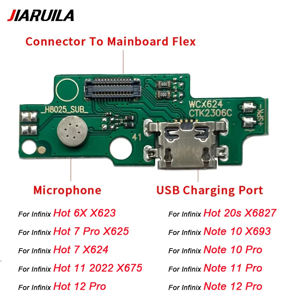 USB Charging Dock Jack Plug Socket Port Connector Charge Board Flex For Infinix Hot 6X 7 Pro 11 12 20S Note 10 11 12 30 Smart 6