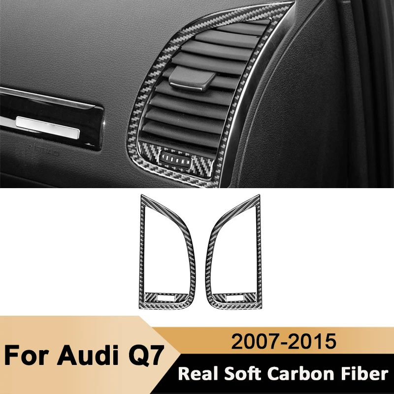

For Audi Q7 2007- 2015 Carbon Fiber 2PCS Car Left Right Air Outlet Vent Trim Frame Decorative Sticker Auto Interior Accessories