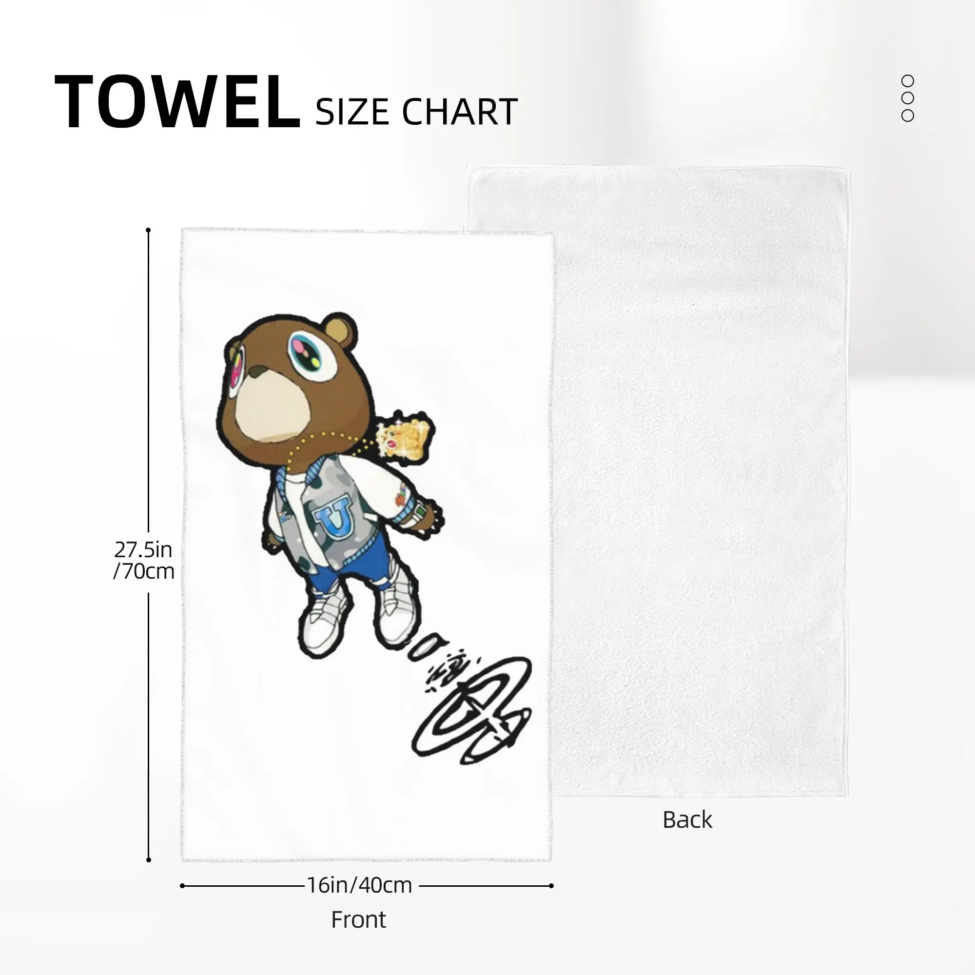 Custom Kanye West Dropout Bear Chicago Vintage Graduation Soft Face Towel Quick Dry Pool Bath Cotton Towels Absorbent Quick