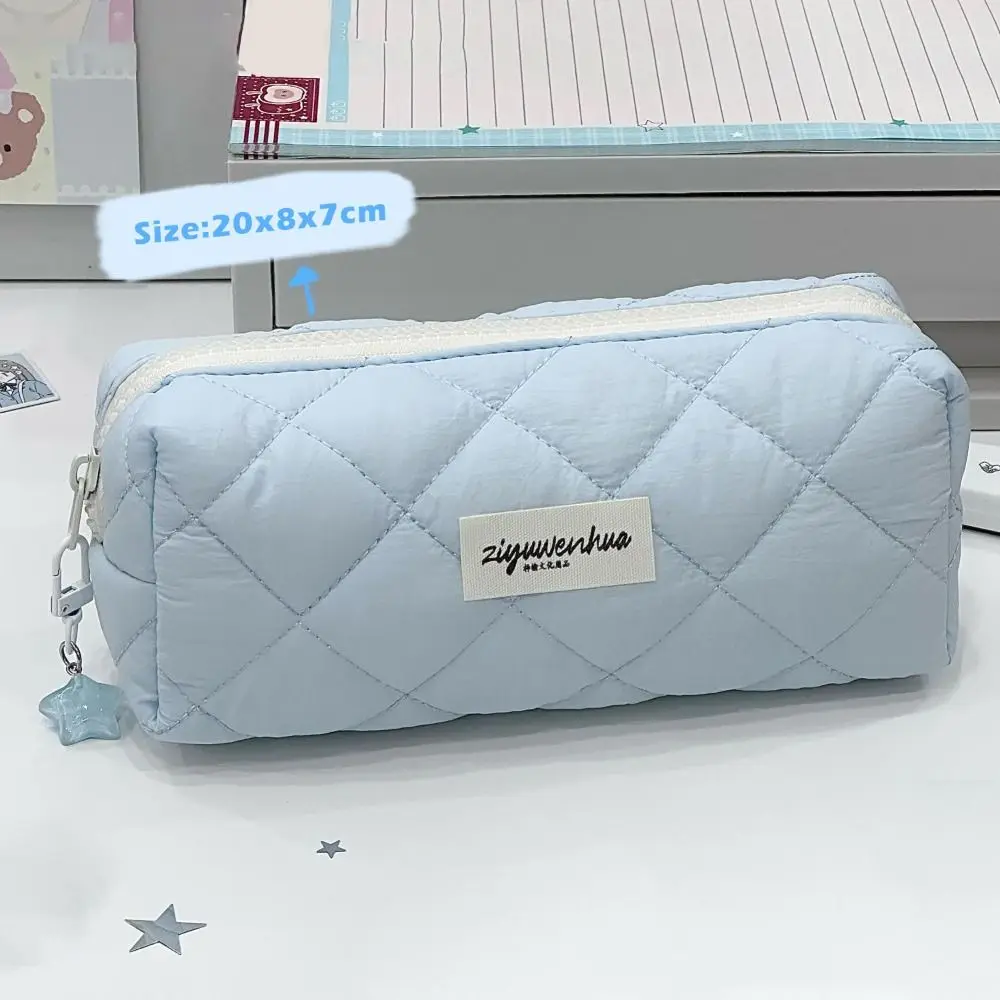 New Blue Pencil Case Soft Touch Large Capacity Stationery Pouch Stationery Organizer Students