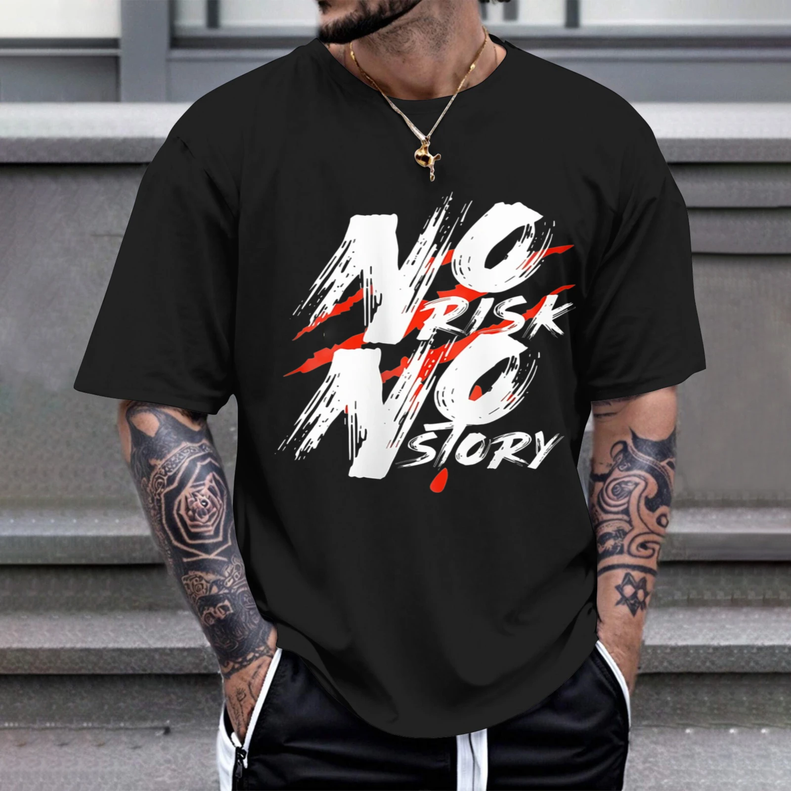 No Risk No Stories Herren-T-Shirt, bestes T-Shirt für Freizeitkleidung, Partys und Karnevalsoutfits