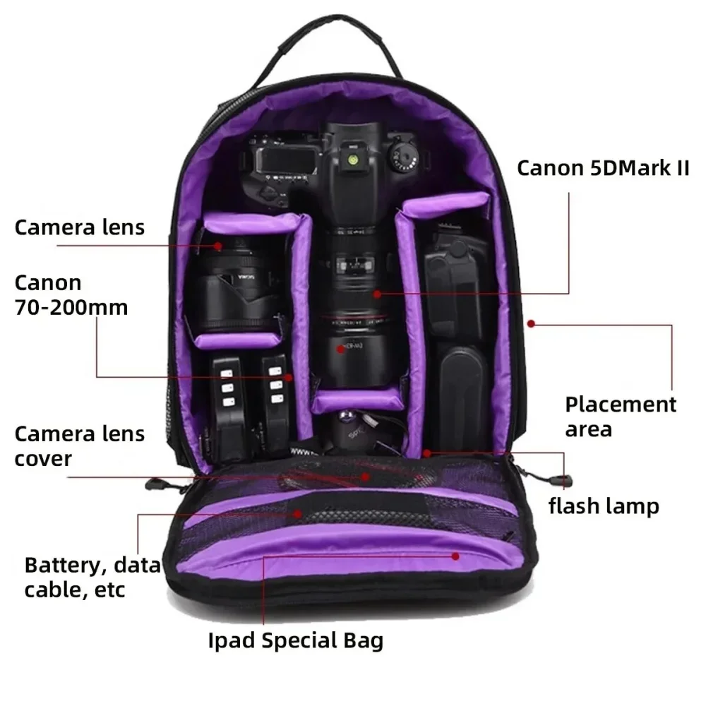 Multi-functional Outdoor Camera for DSLR Sony Camera Bag Backpack Video Digital Shoulder Waterproof Camera Photo Bag Case