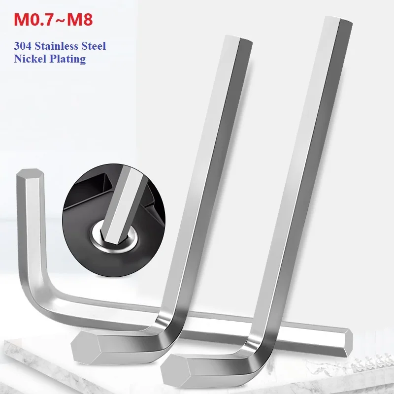 

Шестигранный ключ, метрические компактные L-образные шестигранные ключи, инструменты с короткой рукояткой для домашнего велосипеда, авторемонт M0,7 ~ M8, 304, нержавеющая сталь/никелирование