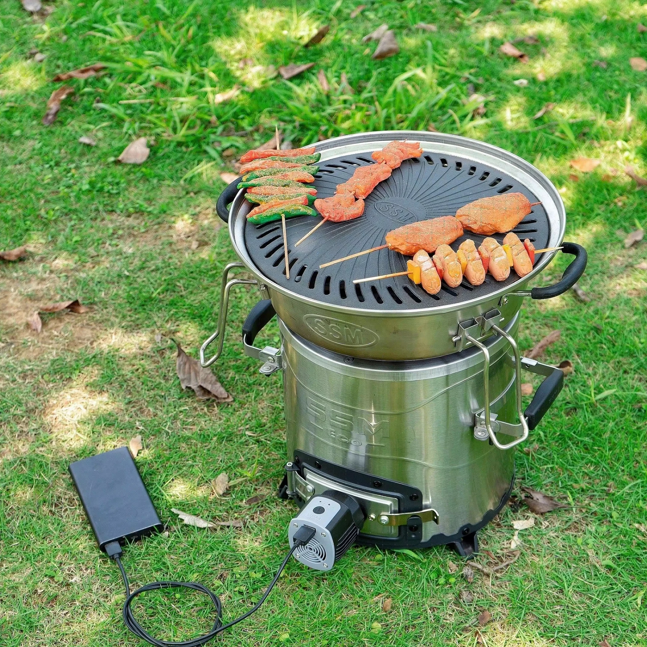 El mejor estufa de ventilador de pellets para acampar en interiores y exteriores de acero inoxidable con asas plegables para cocinar rápido