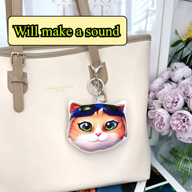 10cm Cute Pressing Can Make Sound Cosplay Overwatch 2 Jetpack Cat Plush Toys Keychain Anime Game Plushie Doll Bag Pendant Decor