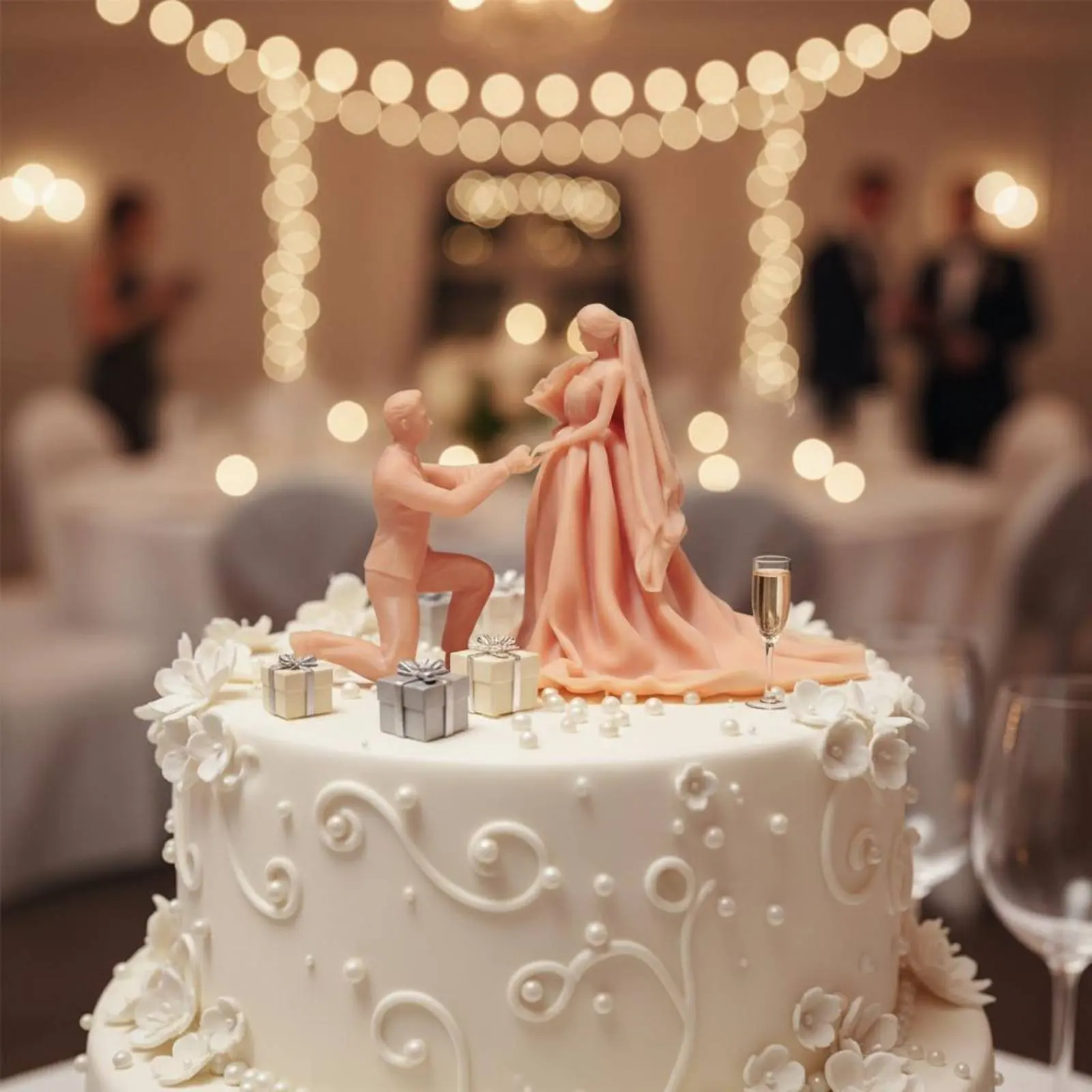 Bride and Groom Miniature Statue Decorative Wedding Couple Ornament Romantic Statue Elegant Gift Compact for Couples, Engagement