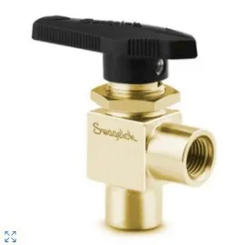 B-43F4-A Brass 40 Series Angle Ball Valve 0.75 Cv, 1/4 in. FNPT