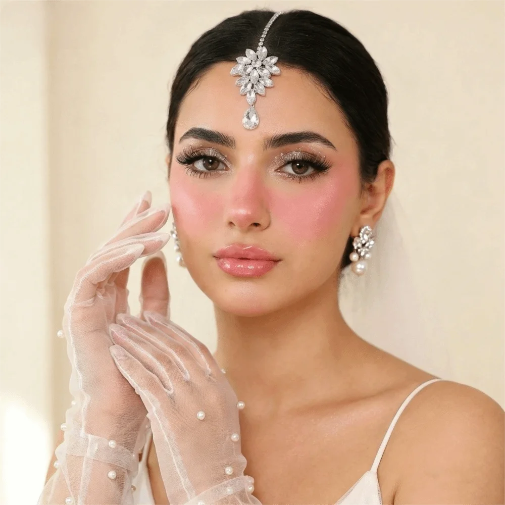 Fashion Water Drop Rhinestone Head Chain Headwear Bohemian Forehead Chain Eyebrow Pendant Jewelry Boho Headband Party