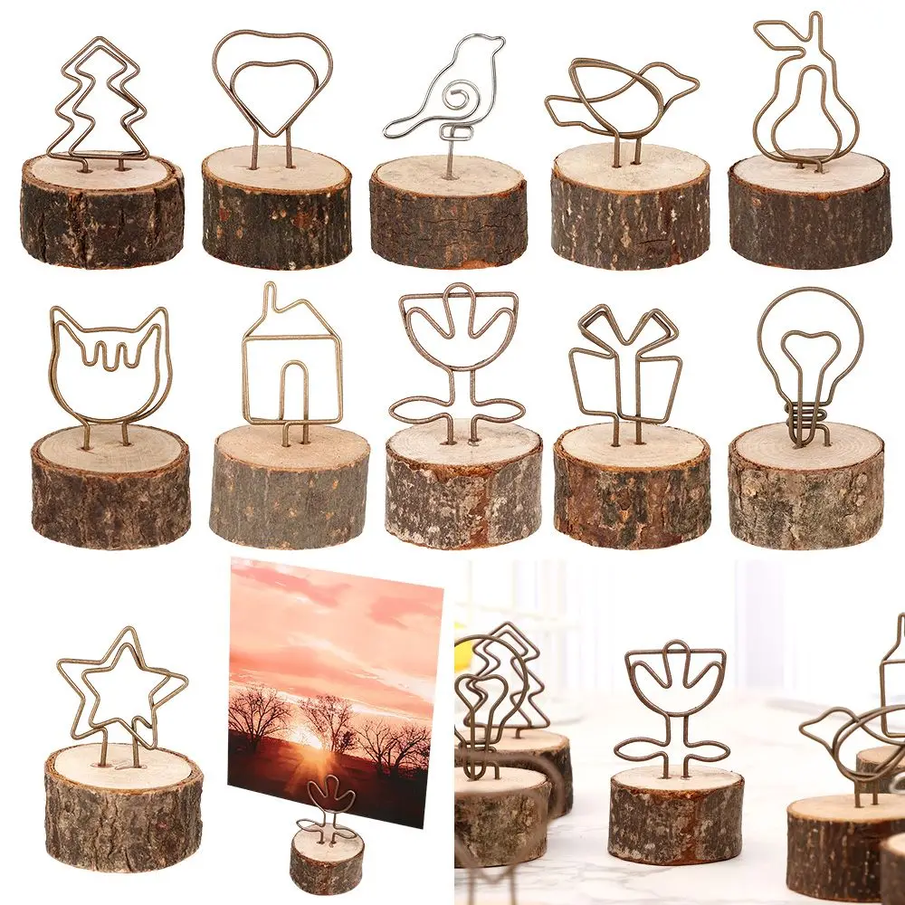 Metallic Paper Clamp Wedding Supplies Table Numbers Holder Round Shape Base Photos Clips Picture Frame Clamps Stand Place Card