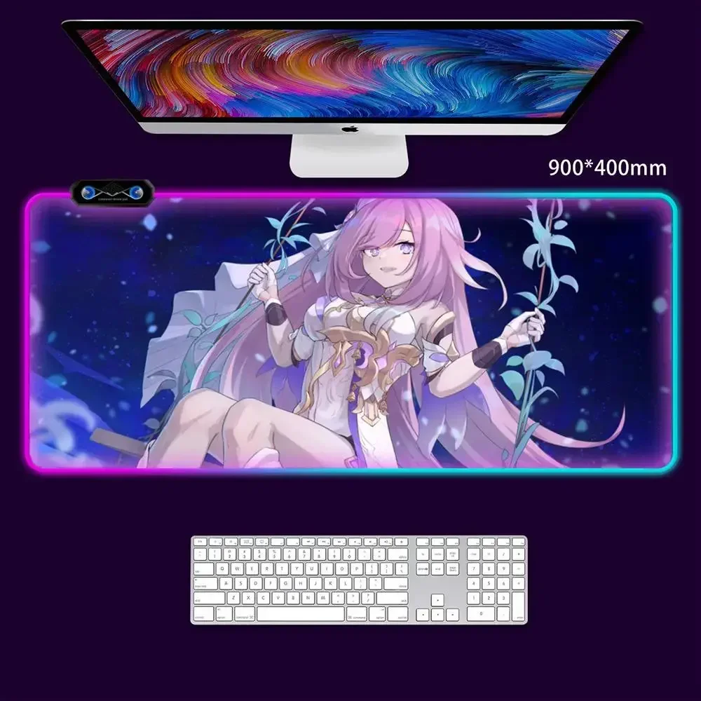 

Honkai3 Elysian Mouse Pad Tablet RGB mouse Pad Laptop xl desktop mouse pad, cute HD Rainbow Gaming keyboard pad, csgo Player, 90