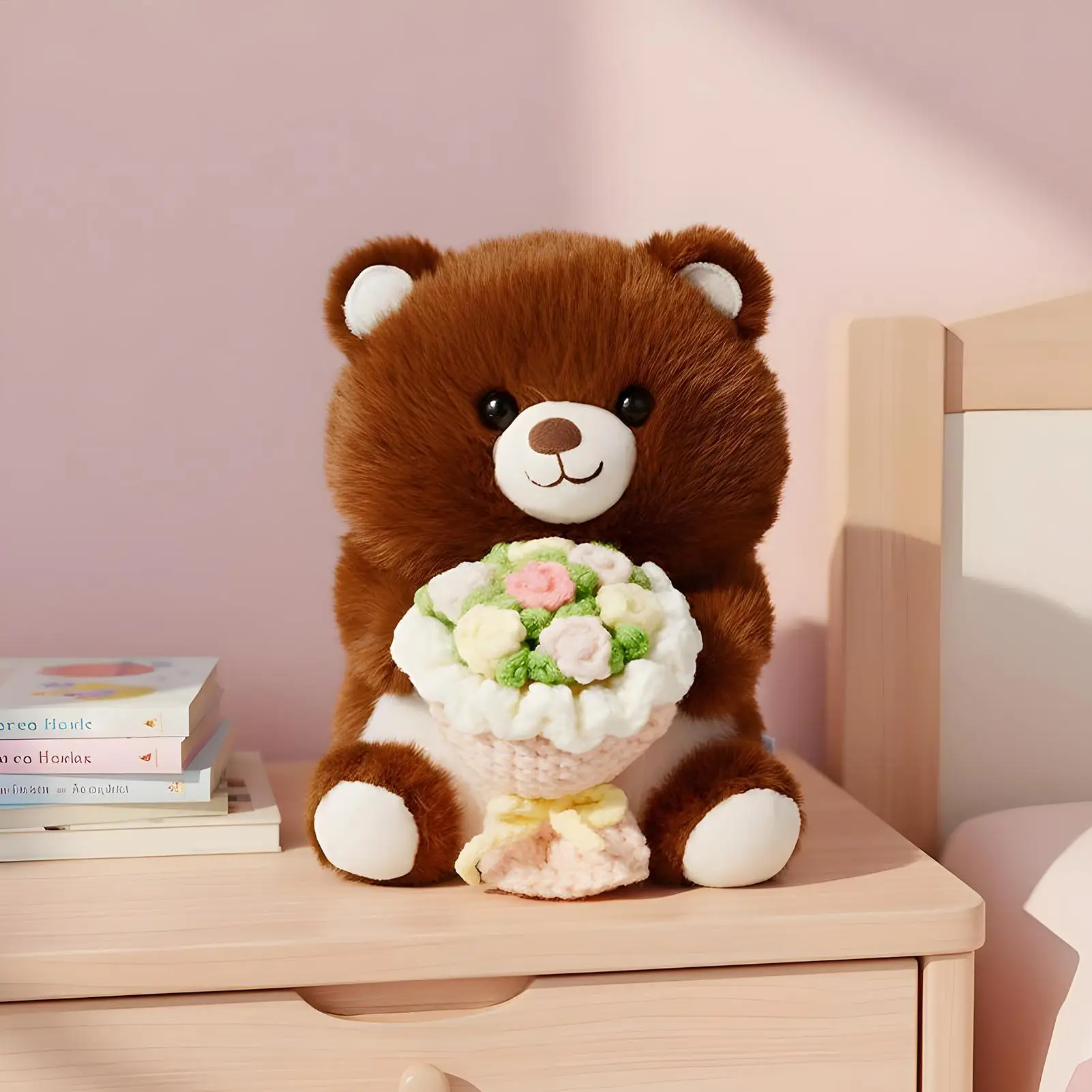 Stuffed Animals Cute Doll with Buoquet Valentines Day Plush Animals for Girlfriend Wife Girls Mother Wedding Valentines Day