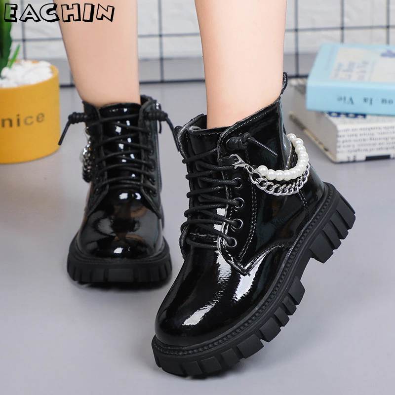 Girls Martin Boots Children Beading Short Boots Student Shoes Kids Waterproof Outdoor Boots Autumn Spring New Non-slip Boots