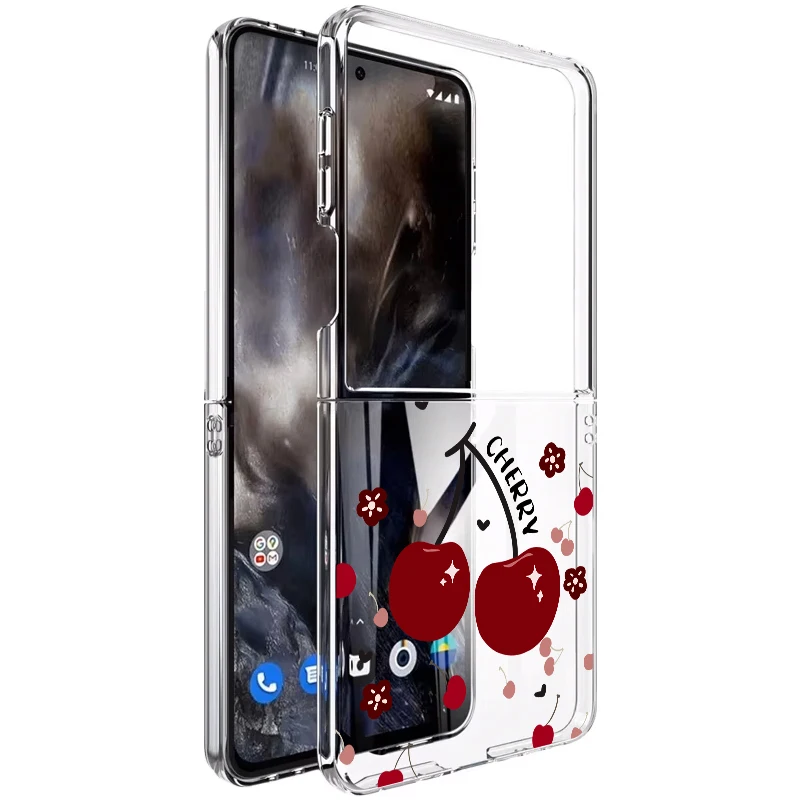 Cute Large Cherry Phone Case For Samsung Galaxy Z Flip7 FE Flip6 Flip5 Flip4 Flip3 PC Folding Cover For Galaxy Z Flip 7 6 5 4 5G