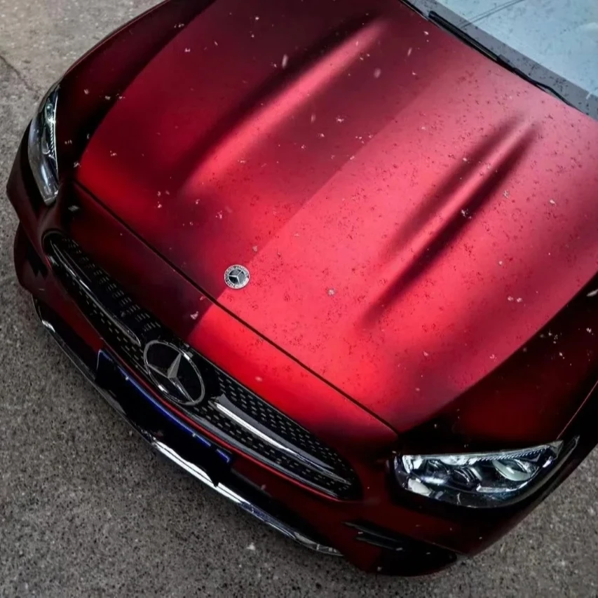 

Romanee Red 2022 Hot Sale PET Liner Satin Chrome Car Change Color Vinyl Wrapping Film Car Stickers