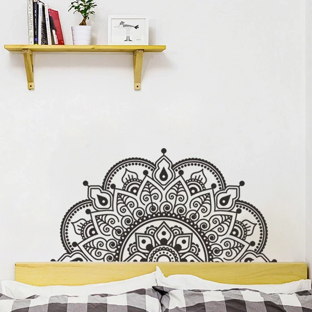 28*57cm naklejka ścienna sztuka czarny/biały DIY naklejka dekoracyjna zagłówek strona główna Mandala wymienny pokój winyl praktyczny