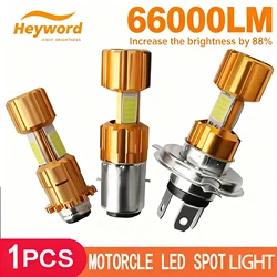 Ampoule de phare de moto H4/P15D/BA20D 18W, LED 3 COB, faisceau lumineux 3000lm 6000K Hi/Lo