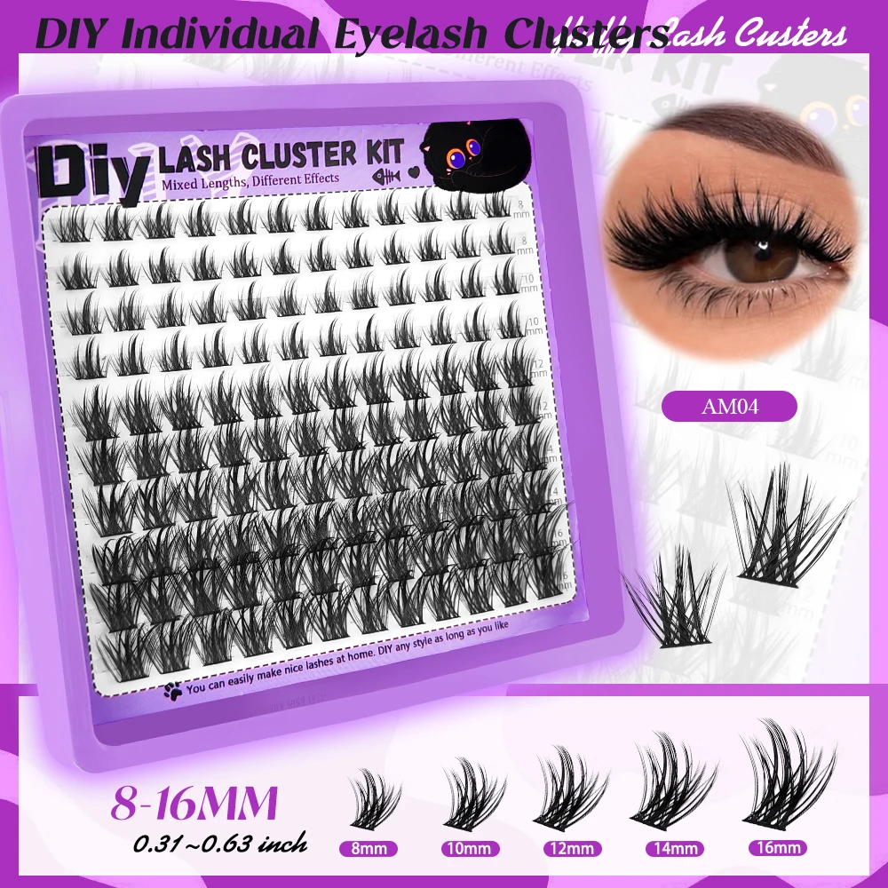 RED SIREN Segmentierte Einzelwimpern, Faux Mink Flauschige Manga-Wimpernbündel, Selbstklebende Künstliche Wimpern für Tägliches Make-up – Detail 7