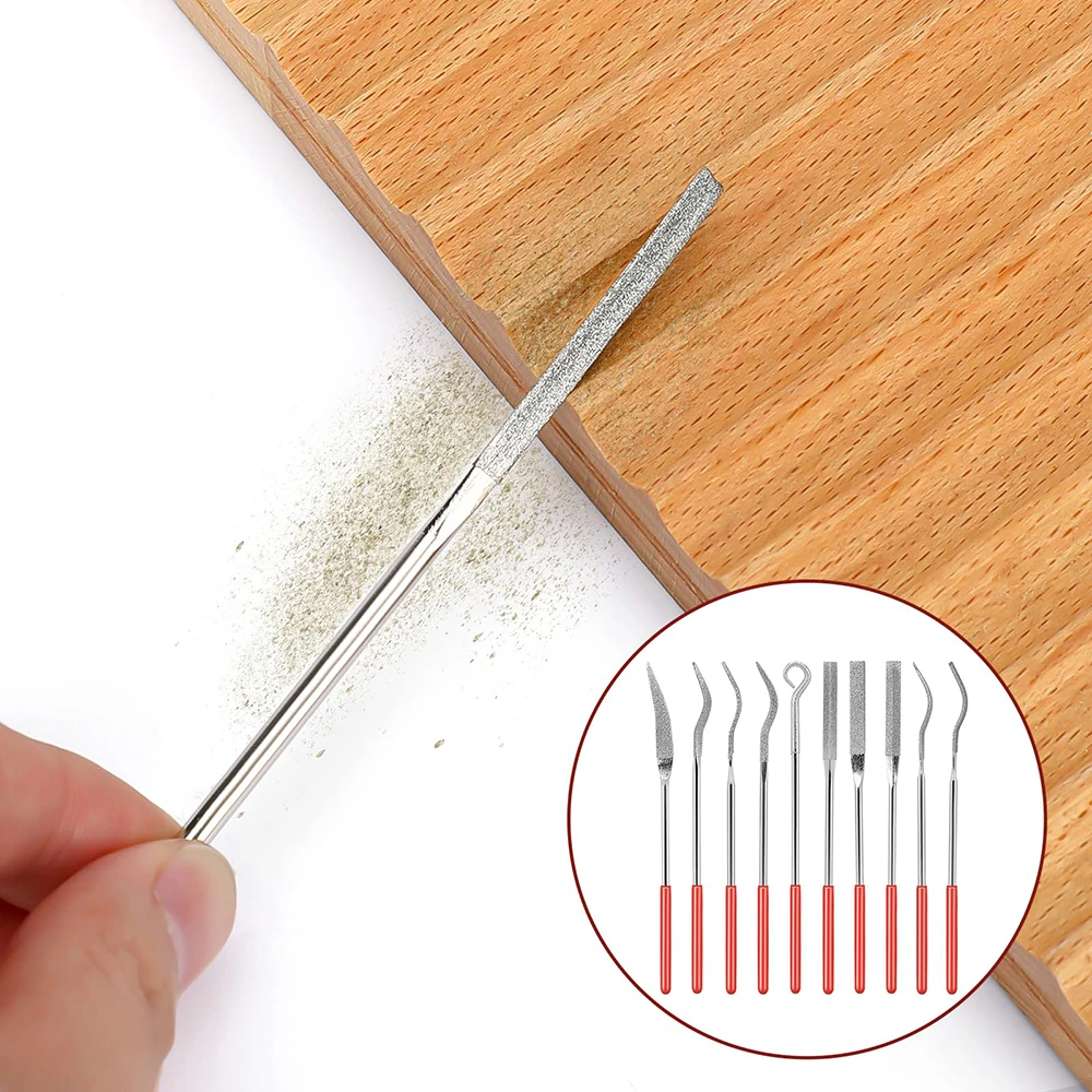 10 قطعة/المجموعة البسيطة الماس ملف مجموعة غرامة 150 حصى الماس ملف شقة مثلث إبرة الملفات للمعادن الزجاج السيراميك أدوات النجارة #5