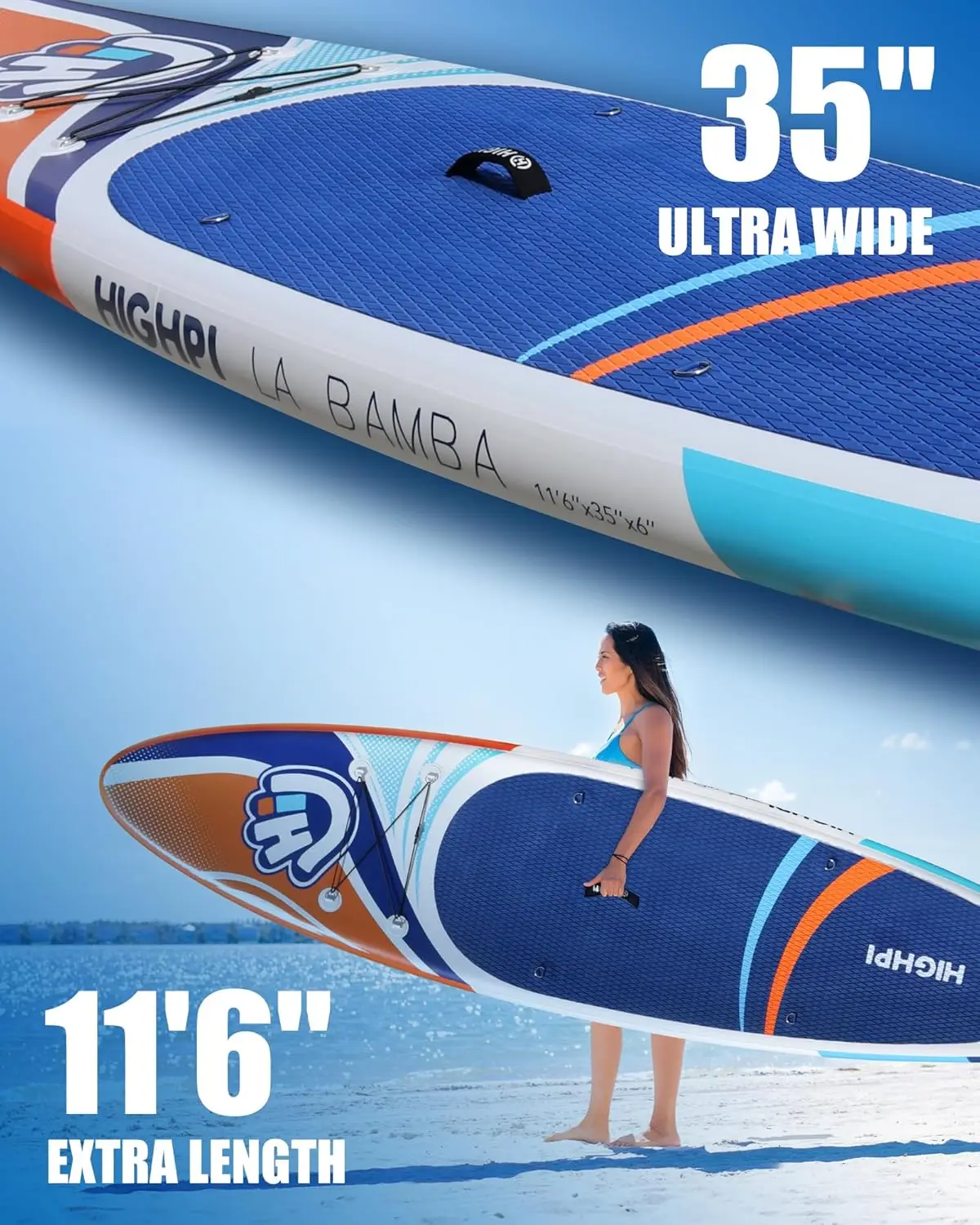 Inflatable Stand Up Paddle Board 11'x33''x6''W Premium SUP Accessories, Backpack, Wide Stance, Surf Control, Non-Slip Dec