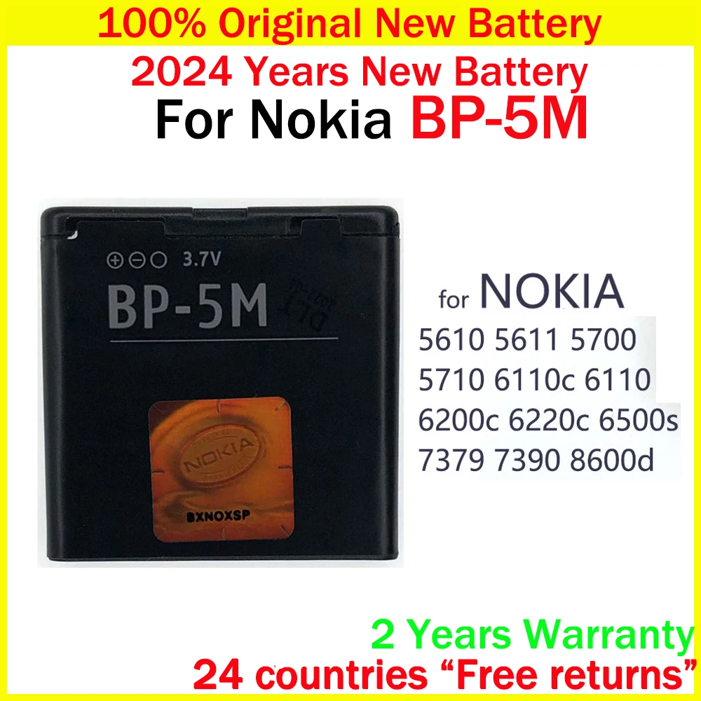 New Original Battery BP-5M BP5M For Nokia 6220 Classic 6500 Slide 8600 Luna 6110 Navigator 5610 5700 6500S 7390 Batteries