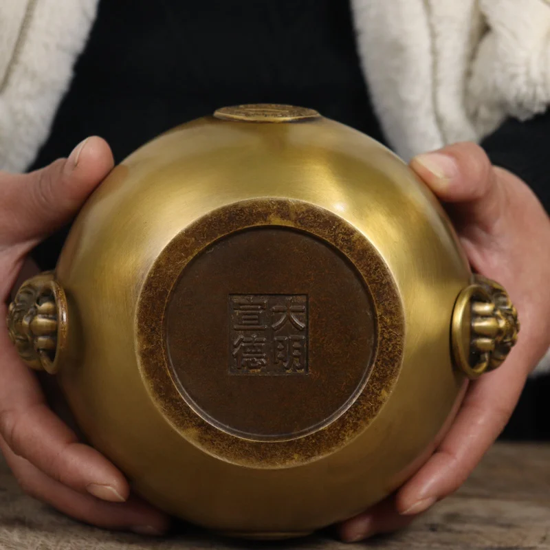 زخرفة كبيرة نقية برأس الأسد، جرة المدينة المحرمة المقلدة، مبخرة النحاس، حصالة الخنزير، ديكور المنزل