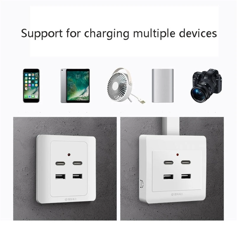 Professional USB Charger Wall Outlet USB Receptacle Tamper Resistant Receptacle Plug Simple Installation for Home Office