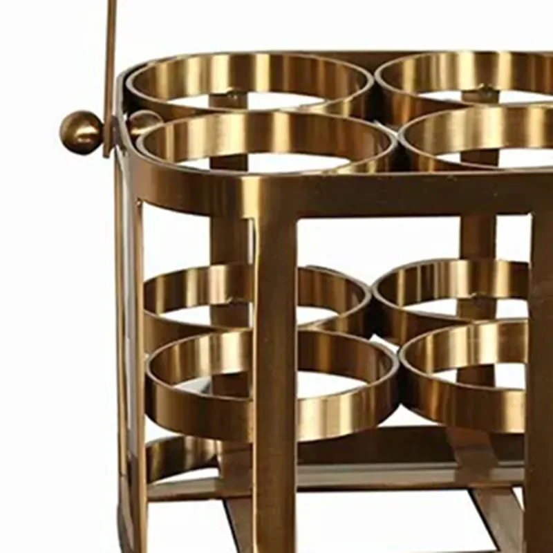 Creative Wrought Iron Wine Rack Electroplated Imitation Copper Finish Luxury Home Bar Decor Red Bottle Holder Stand Ornament