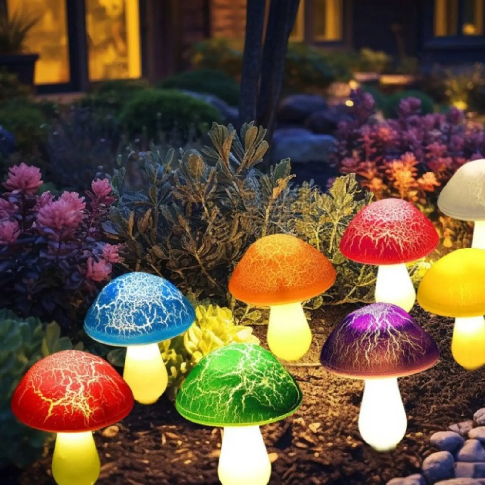 

Солнечная лампа-грибок из устойчивого к погодным условиям стекла с эффектом кракле, декоративная садовая лампа на солнечной энергии, не требующая проводки, для клумб