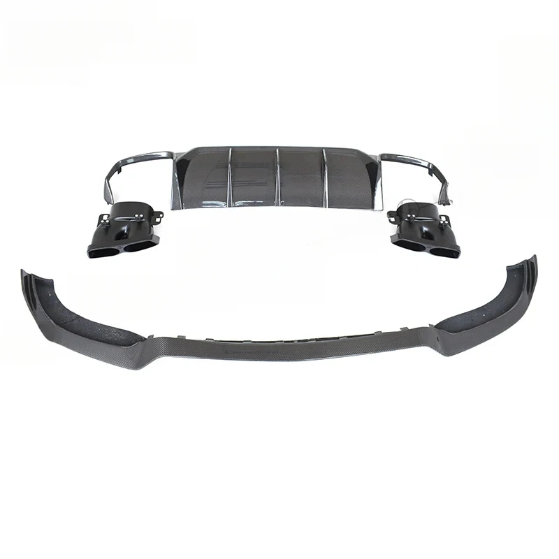 Bt Selling Y~ W E Carbon Fiber Car Auto Front Rear Back Kits Parts Diffuser Lip With Exhaust Pipe Tips