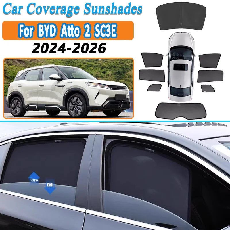 

Для BYD Atto 2 (SC3E) 2024-2026: Сетчатые солнцезащитные шторки на боковые окна, защитные шторки-экраны, аксессуары для защиты от солнца