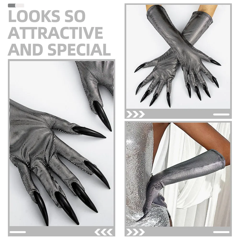 

Пара перчаток с кошачьими когтями, страшные перчатки с длинными ногтями для Хэллоуина, косплея, аксессуар для костюма, реквизит для вечеринки